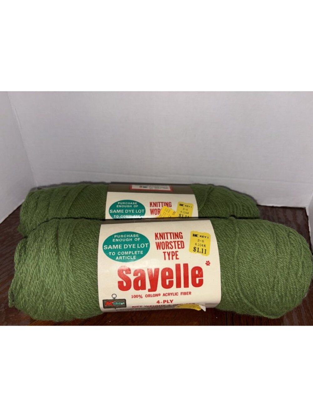 Sayelle Acrylic 4 Ply Knitting Worsted Weight Yarn 7037 Avocado 4 Oz Vintage 2